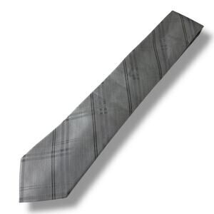 NWT Calvin Klein Gray Plaid Silk Blend Tie